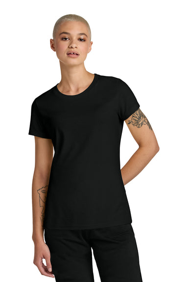 District DT188 Womens Perfect Weight CVC Short Sleeve Crewneck T-Shirt Jet Black Model Front