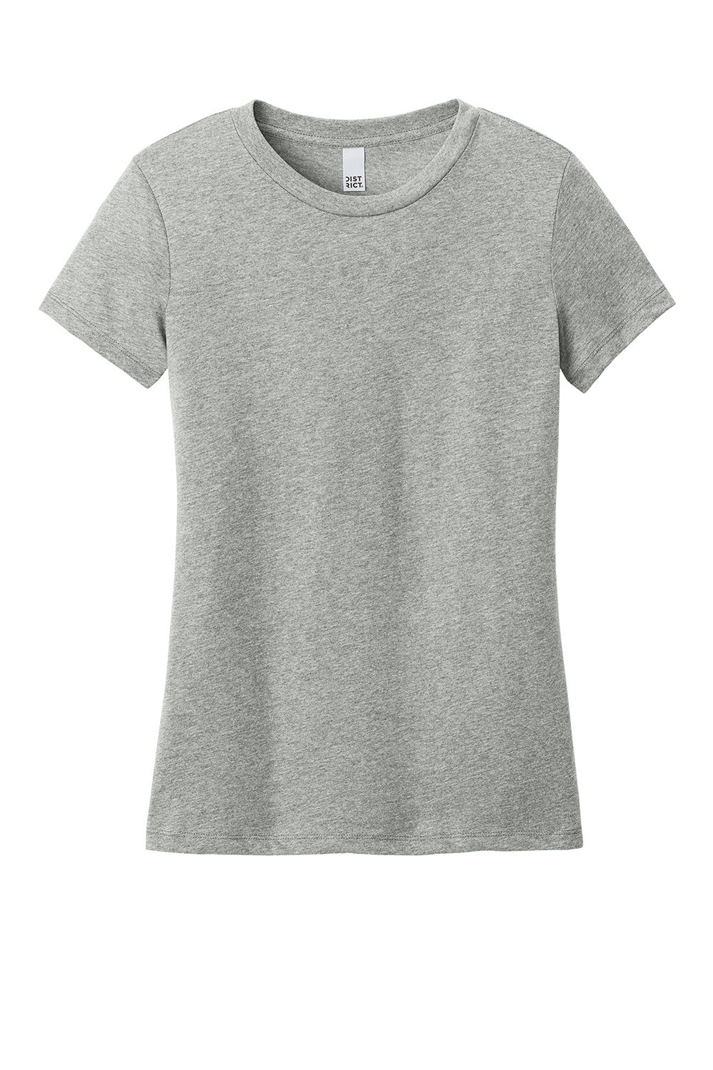District DT188 Womens Perfect Weight CVC Short Sleeve Crewneck T-Shirt Heather Light Grey Flat Front