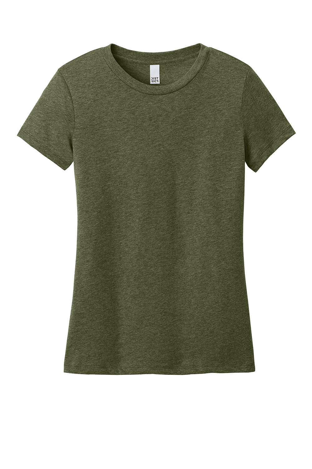 District DT188 Womens Perfect Weight CVC Short Sleeve Crewneck T-Shirt Heather Military Green Flat Front