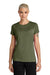 District DT188 Womens Perfect Weight CVC Short Sleeve Crewneck T-Shirt Heather Military Green Model Front