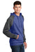 District DT196 Mens Fleece Hooded Sweatshirt Hoodie w/ Pouch Pocket Heather Deep Royal Blue/Grey Model 3q