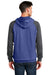 District DT196 Mens Fleece Hooded Sweatshirt Hoodie w/ Pouch Pocket Heather Deep Royal Blue/Grey Model Back