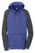 District DT196 Mens Fleece Hooded Sweatshirt Hoodie w/ Pouch Pocket Heather Deep Royal Blue/Grey Flat Front
