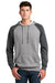 District DT196 Mens Fleece Hooded Sweatshirt Hoodie w/ Pouch Pocket Heather Grey/Grey Model Front