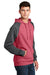 District DT196 Mens Fleece Hooded Sweatshirt Hoodie w/ Pouch Pocket Heather Red/Grey Model 3q