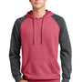 District Mens Fleece Hooded Sweatshirt Hoodie w/ Pouch Pocket - Heather Red/Grey