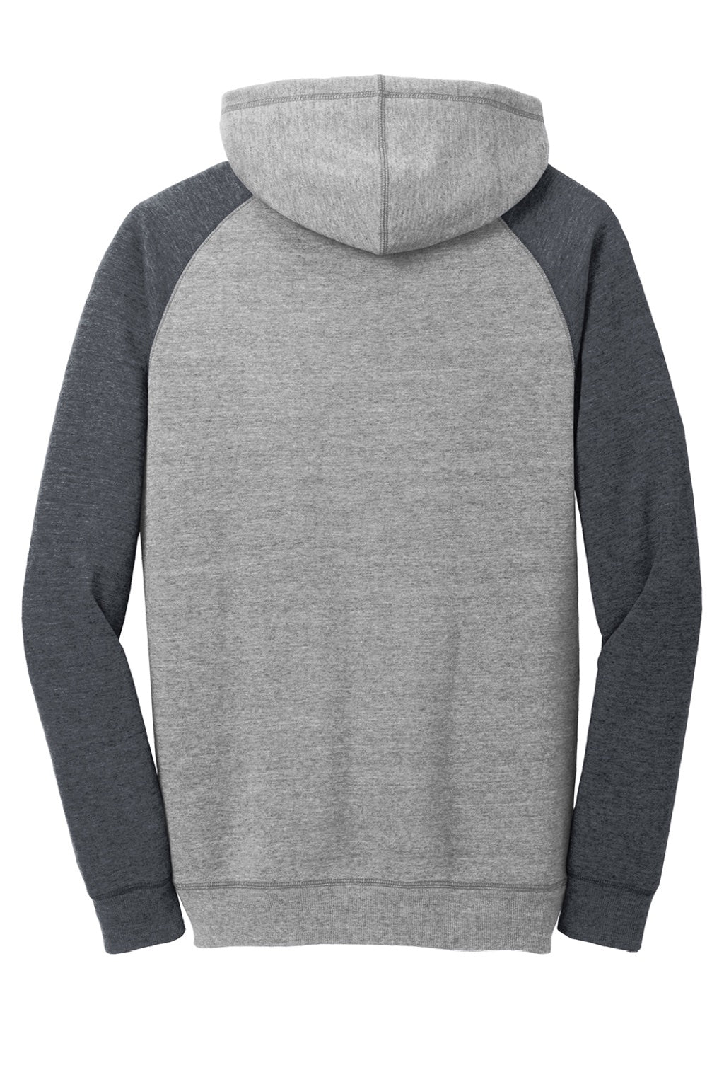 District DT196 Mens Fleece Hooded Sweatshirt Hoodie w/ Pouch Pocket Heather Grey/Grey Flat Back