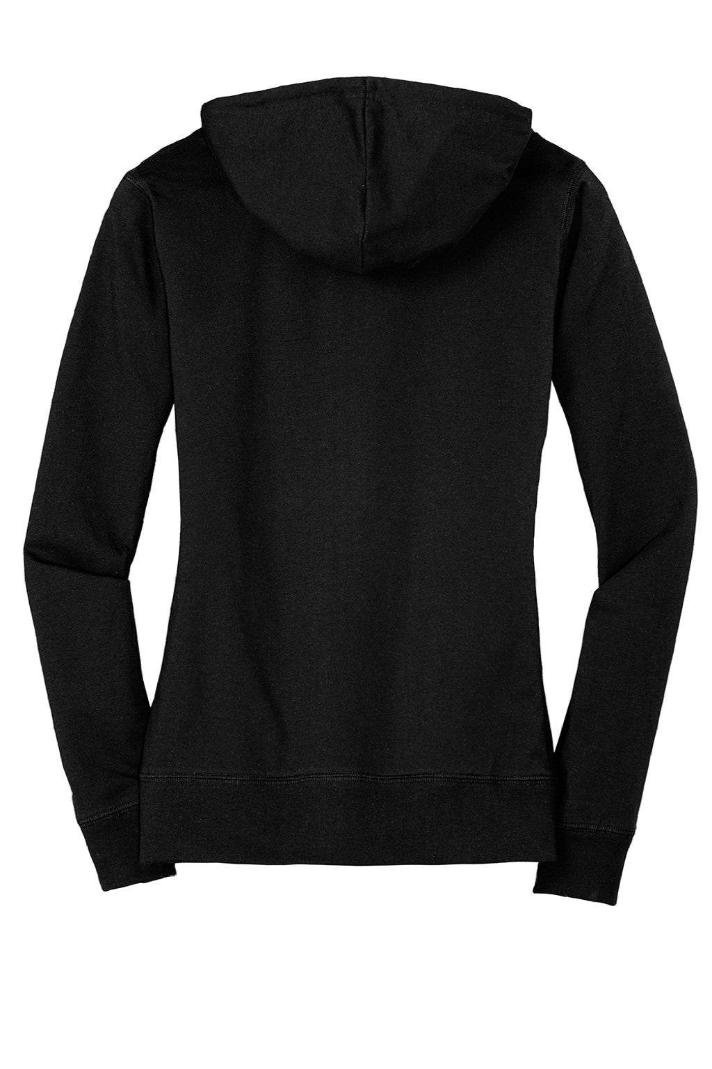 District DT2100 Womens Full Zip Hooded Sweatshirt Hoodie w/ Pockets Black Flat Back