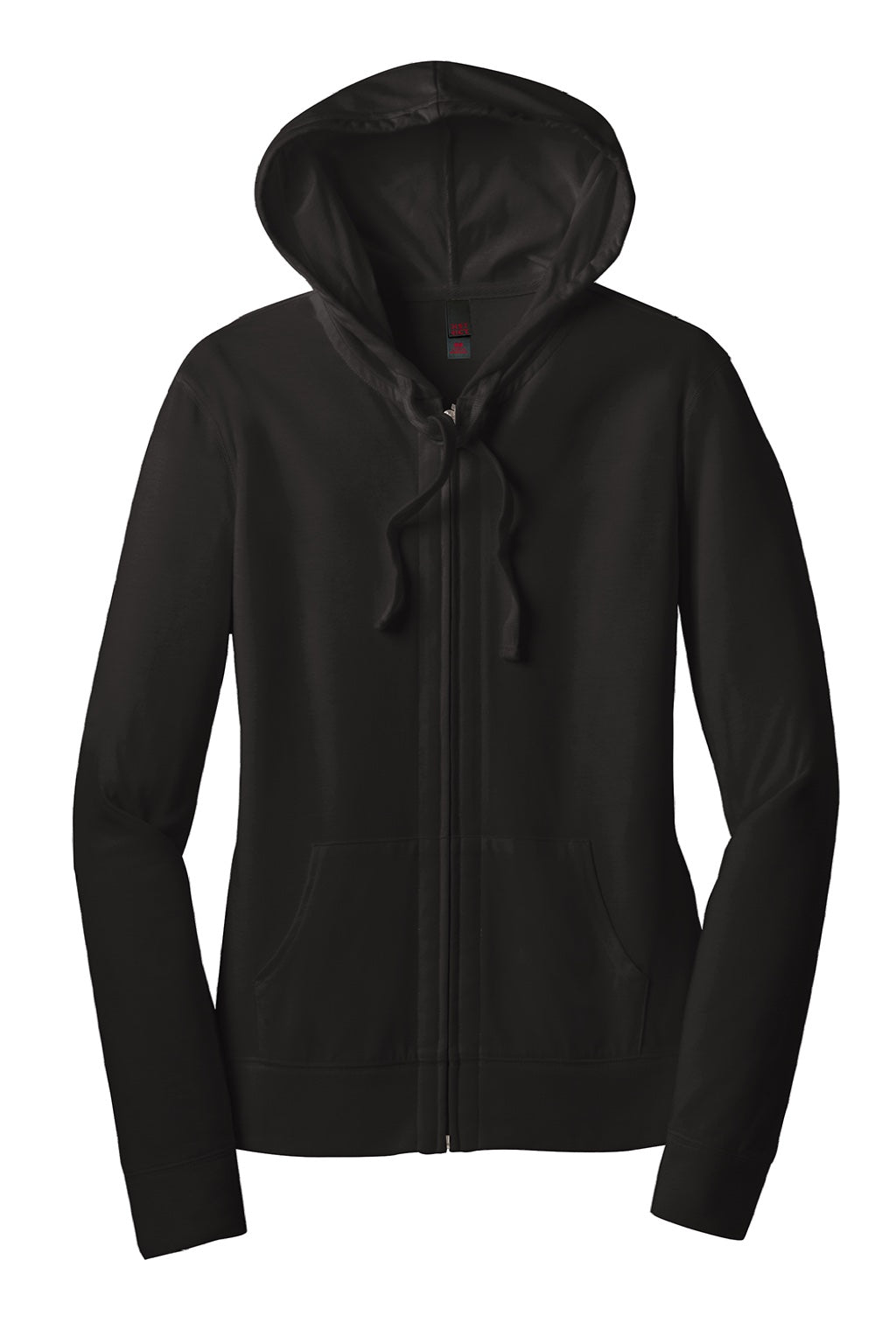 District DT2100 Womens Full Zip Hooded Sweatshirt Hoodie w/ Pockets Black Flat Front