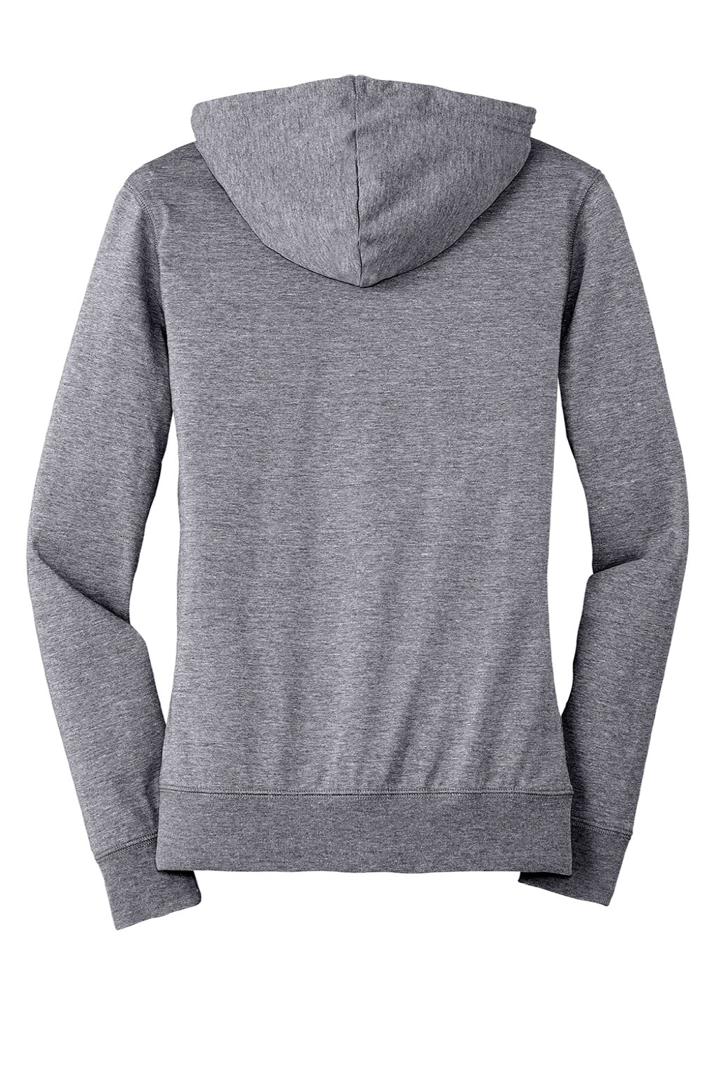 District DT2100 Womens Full Zip Hooded Sweatshirt Hoodie w/ Pockets Heather Dark Grey Flat Back
