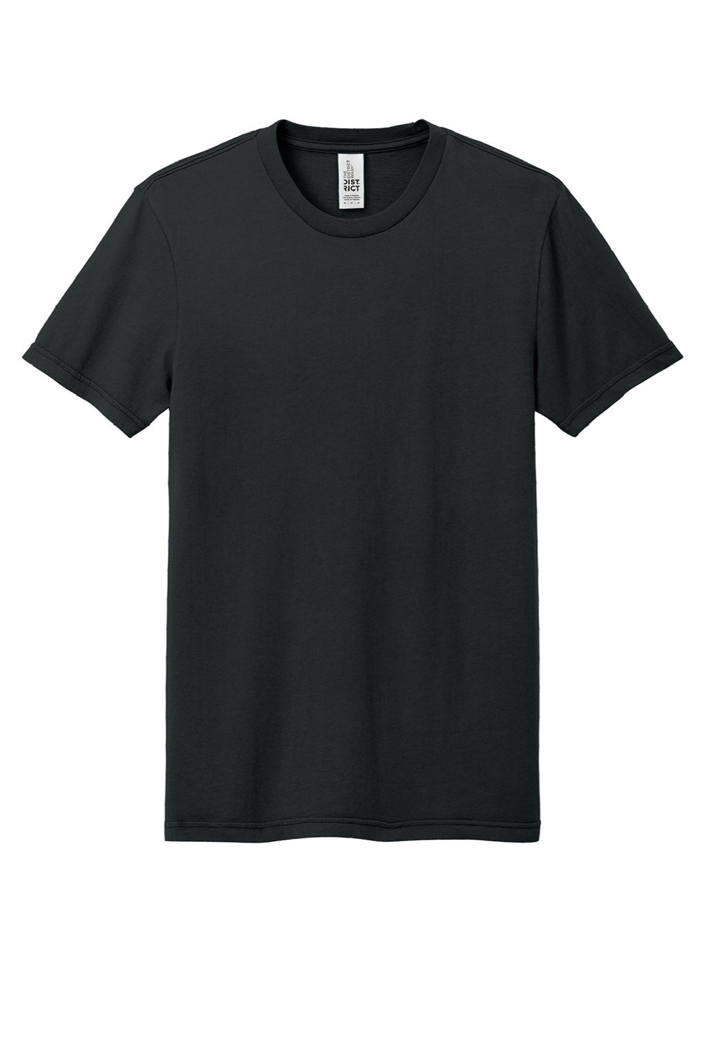 District DT2101 Mens District Wash Short Sleeve Crewneck T-Shirt Black Flat Front