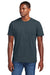 District DT2101 Mens District Wash Short Sleeve Crewneck T-Shirt Deep Steel Blue Model Front