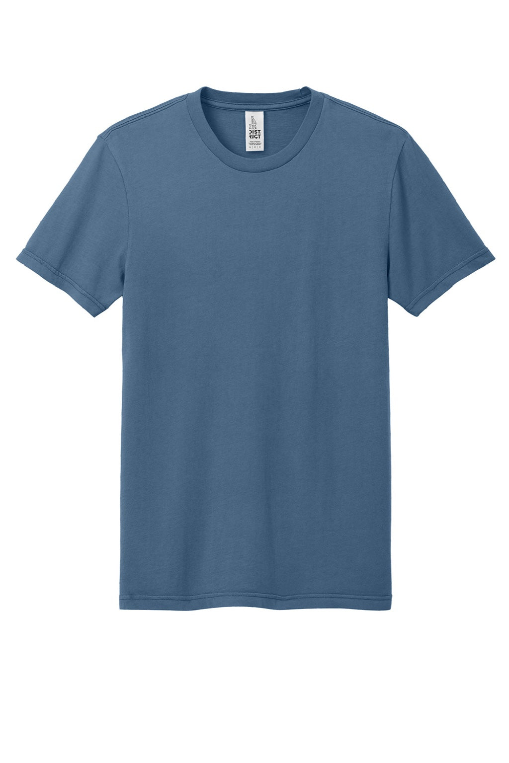 District DT2101 Mens District Wash Short Sleeve Crewneck T-Shirt Dusk Blue Flat Front