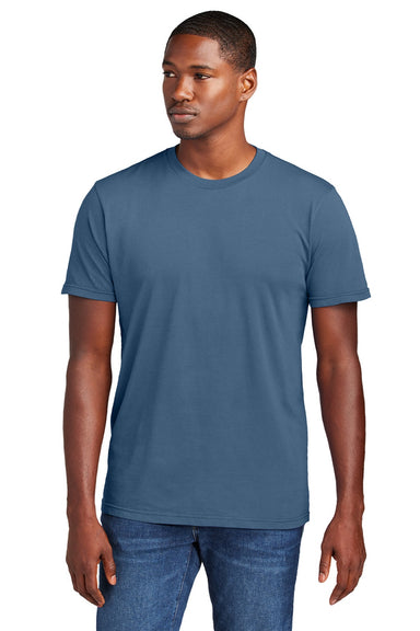 District DT2101 Mens District Wash Short Sleeve Crewneck T-Shirt Dusk Blue Model Front