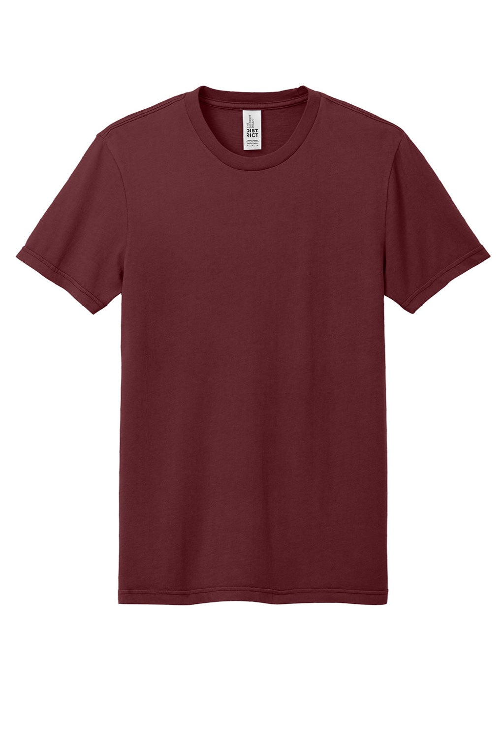 District DT2101 Mens District Wash Short Sleeve Crewneck T-Shirt Garnet Red Flat Front