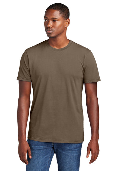District DT2101 Mens District Wash Short Sleeve Crewneck T-Shirt Mushroom Brown Model Front