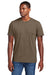 District DT2101 Mens District Wash Short Sleeve Crewneck T-Shirt Mushroom Brown Model Front