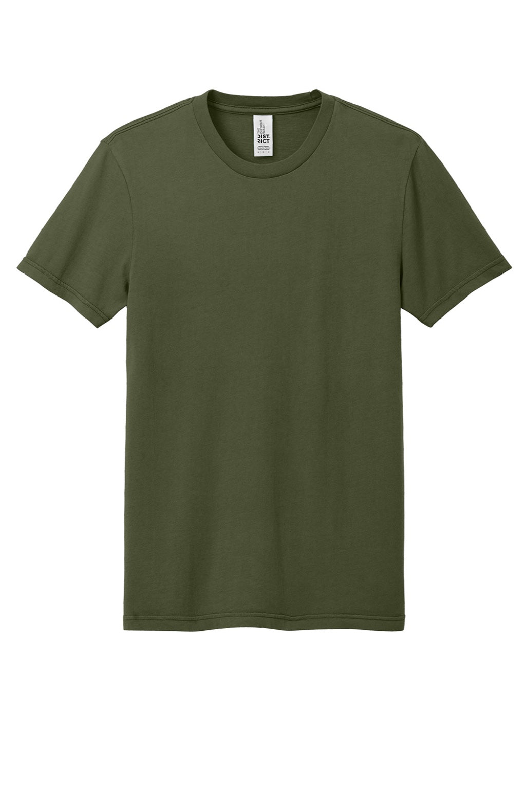 District DT2101 Mens District Wash Short Sleeve Crewneck T-Shirt Olive Drab Green Flat Front