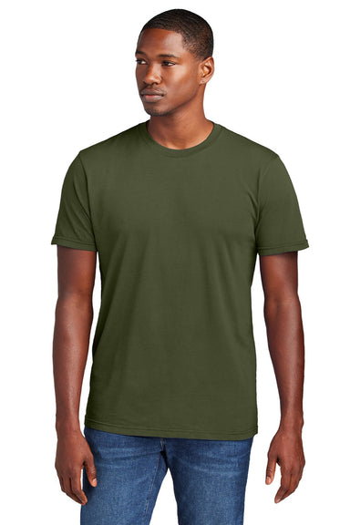 District DT2101 Mens District Wash Short Sleeve Crewneck T-Shirt Olive Drab Green Model Front