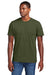 District DT2101 Mens District Wash Short Sleeve Crewneck T-Shirt Olive Drab Green Model Front
