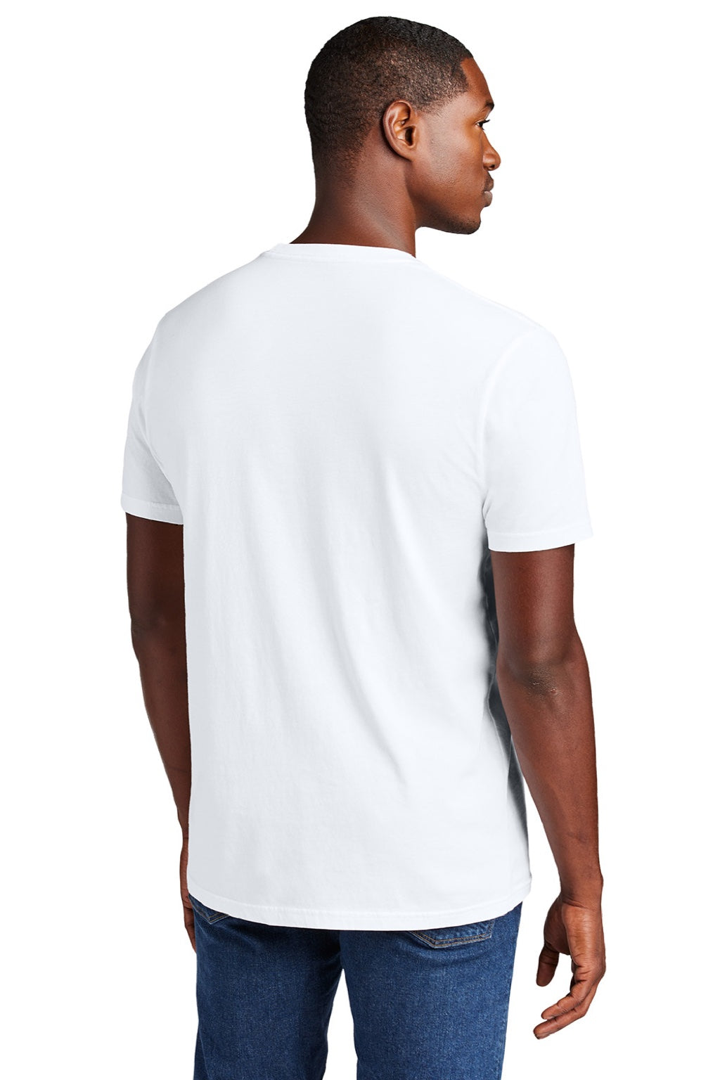 District DT2101 Mens District Wash Short Sleeve Crewneck T-Shirt White Model Back