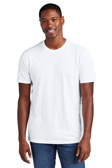 District DT2101 Mens District Wash Short Sleeve Crewneck T-Shirt White Model Front