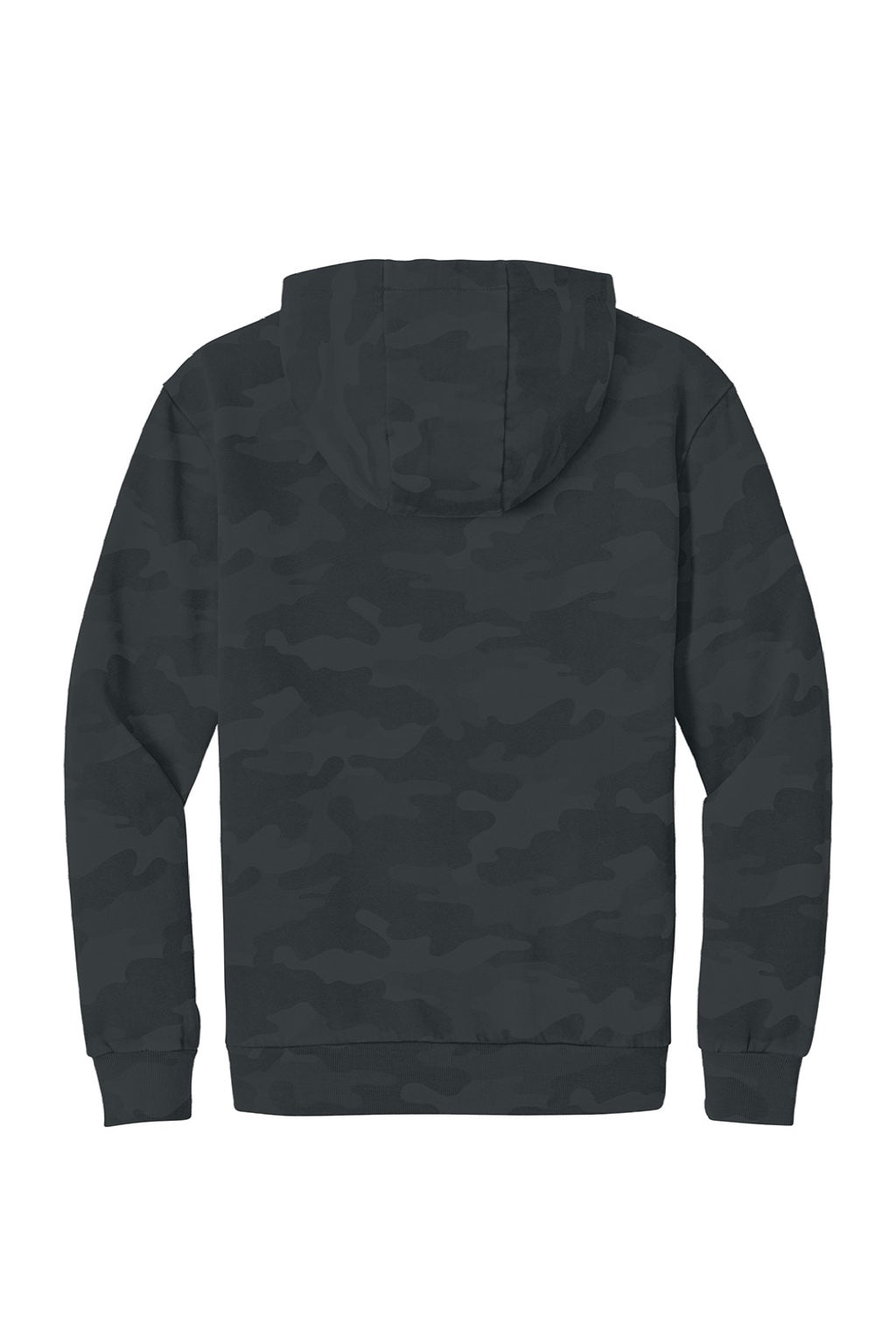 District DT2200C Mens Camo Fleece Hooded Sweatshirt Hoodie w/ Pouch Pocket Black Flat Back