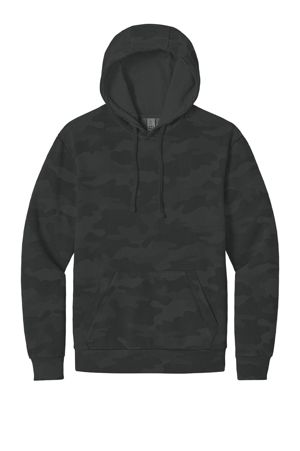 District DT2200C Mens Camo Fleece Hooded Sweatshirt Hoodie w/ Pouch Pocket Black Flat Front
