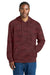 District DT2200C Mens Camo Fleece Hooded Sweatshirt Hoodie w/ Pouch Pocket Bordeaux Red Model Front