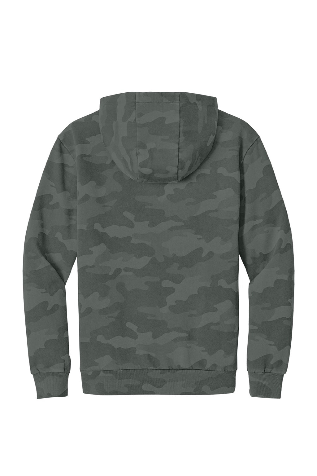 District DT2200C Mens Camo Fleece Hooded Sweatshirt Hoodie w/ Pouch Pocket Graphite Grey Flat Back