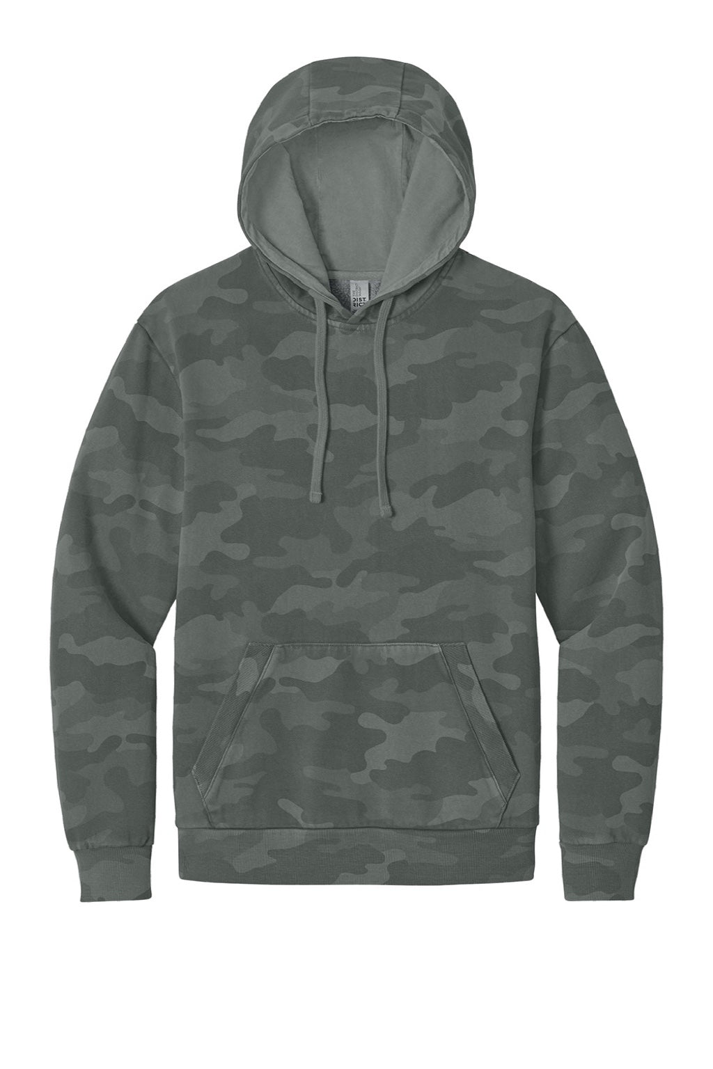 District DT2200C Mens Camo Fleece Hooded Sweatshirt Hoodie w/ Pouch Pocket Graphite Grey Flat Front