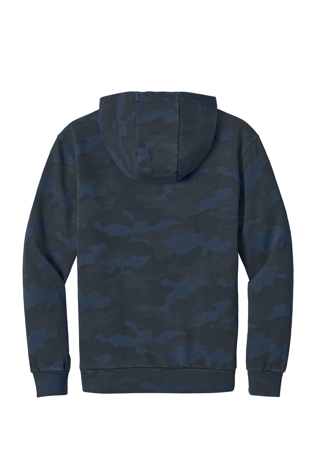 District DT2200C Mens Camo Fleece Hooded Sweatshirt Hoodie w/ Pouch Pocket True Navy Blue Flat Back
