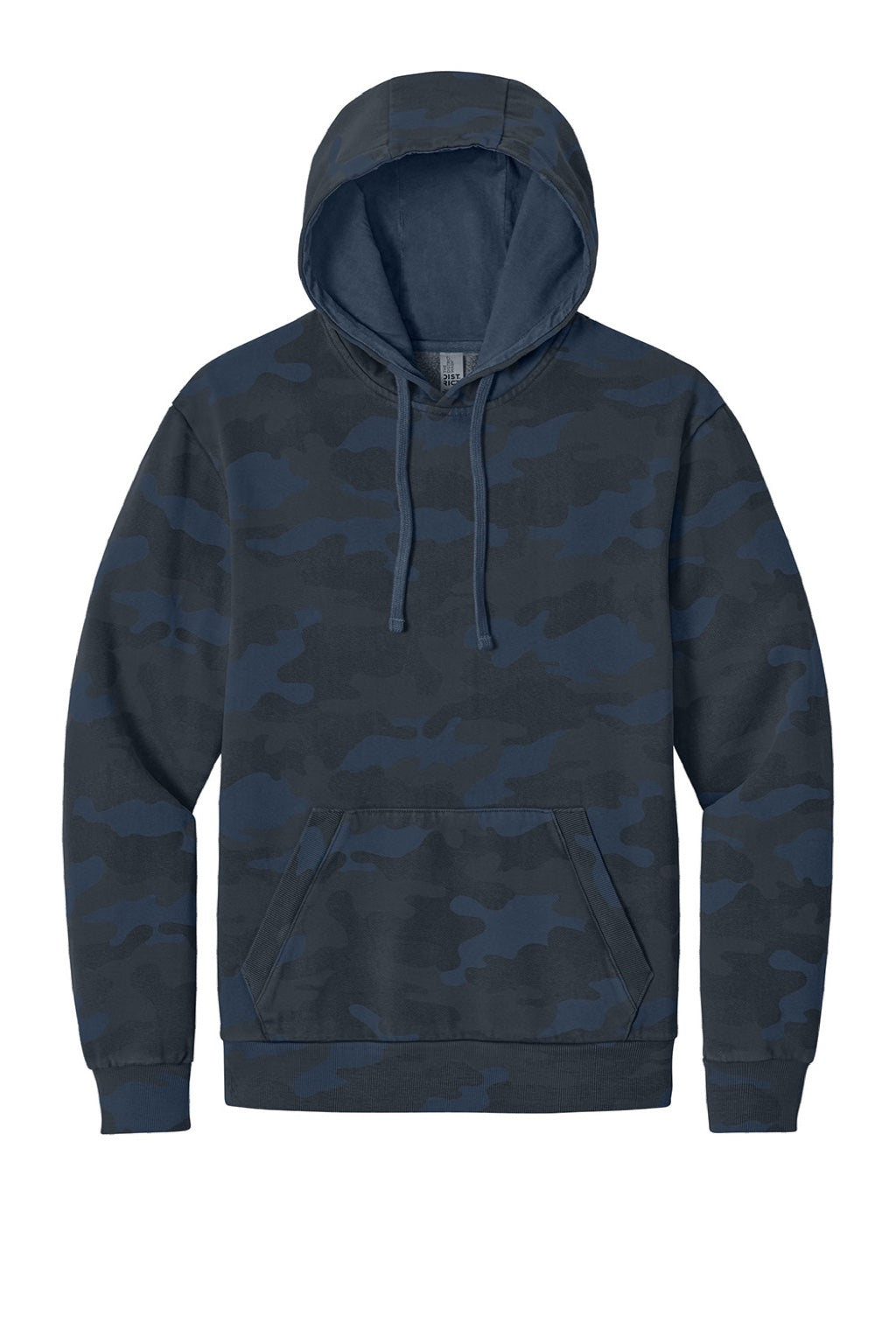 District DT2200C Mens Camo Fleece Hooded Sweatshirt Hoodie w/ Pouch Pocket True Navy Blue Flat Front