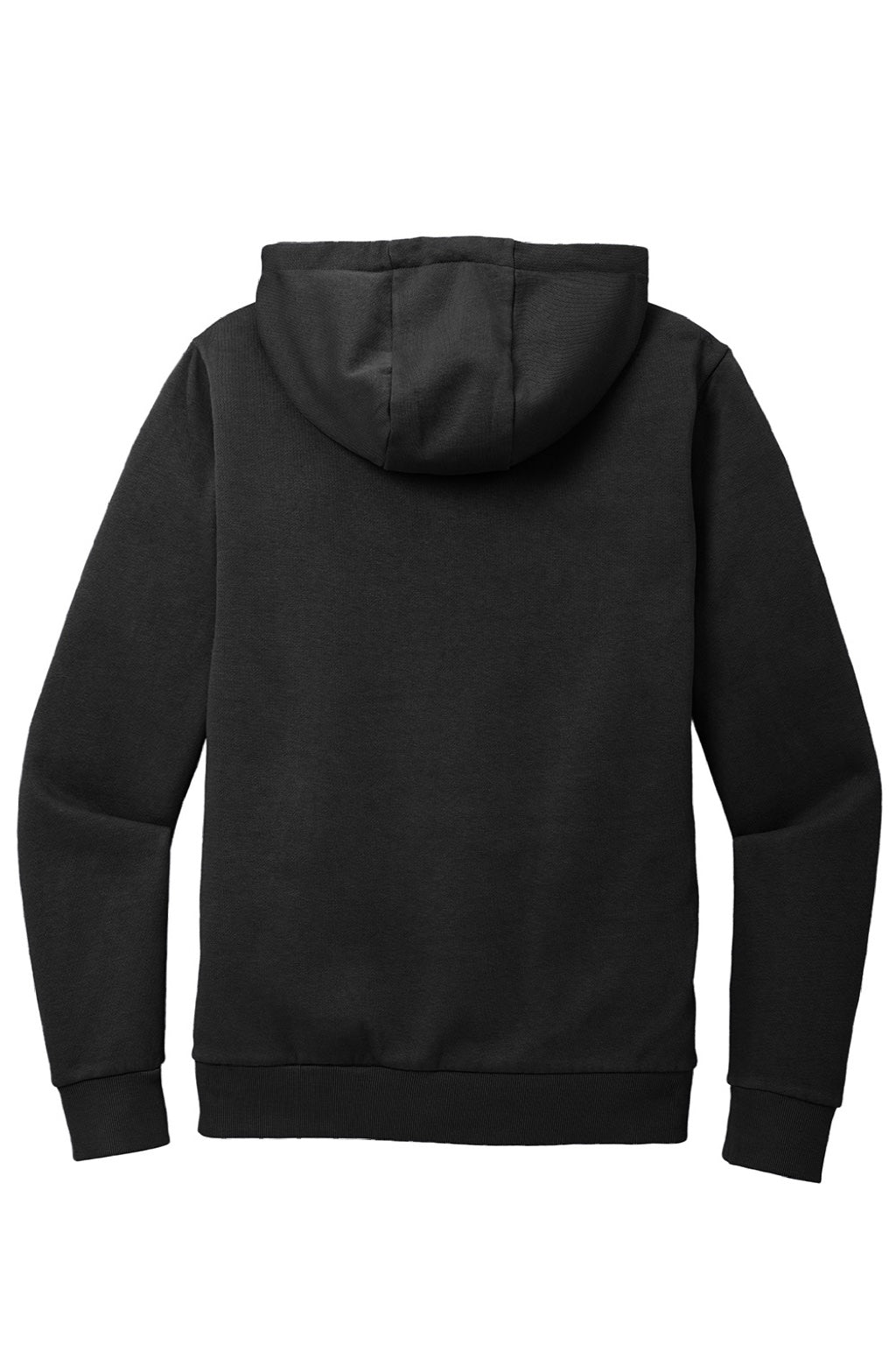 District DT2200 Mens District Wash Fleece Hooded Sweatshirt Hoodie w/ Pouch Pocket Black Flat Back
