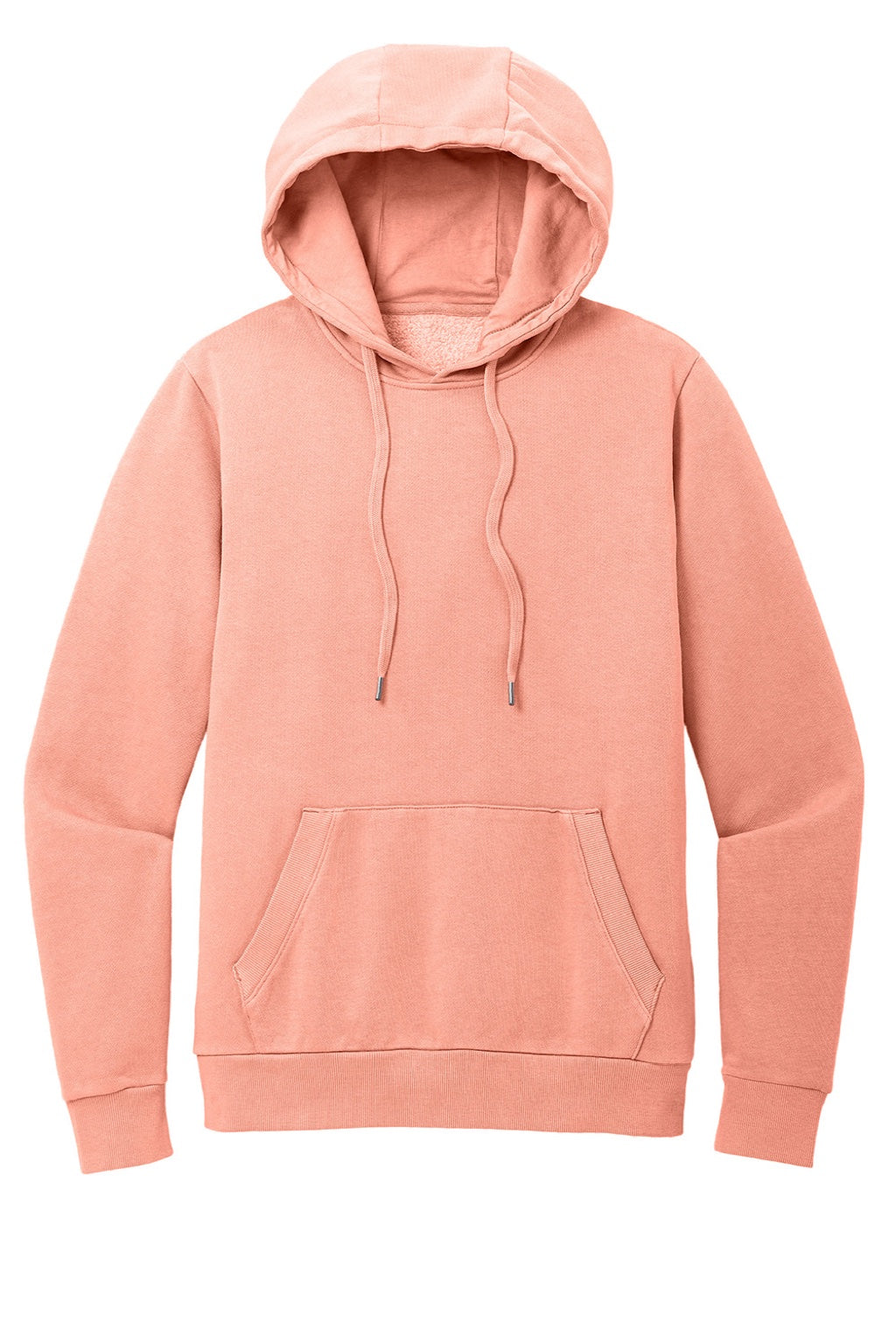 District DT2200 Mens District Wash Fleece Hooded Sweatshirt Hoodie w/ Pouch Pocket Cactus Rose Pink Flat Front