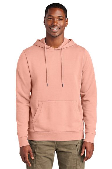 District DT2200 Mens District Wash Fleece Hooded Sweatshirt Hoodie w/ Pouch Pocket Cactus Rose Pink Model Front