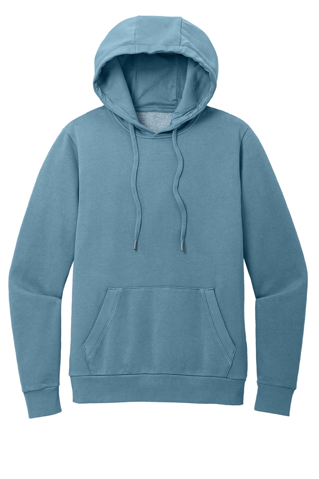 District DT2200 Mens District Wash Fleece Hooded Sweatshirt Hoodie w/ Pouch Pocket Dusk Blue Flat Front