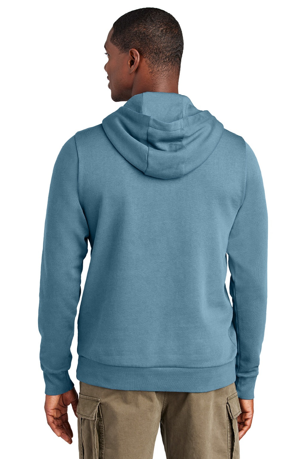 District DT2200 Mens District Wash Fleece Hooded Sweatshirt Hoodie w/ Pouch Pocket Dusk Blue Model Back