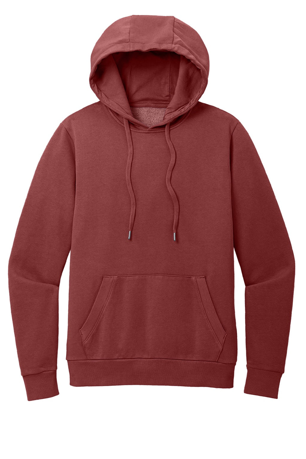 District DT2200 Mens District Wash Fleece Hooded Sweatshirt Hoodie w/ Pouch Pocket Garnet Red Flat Front