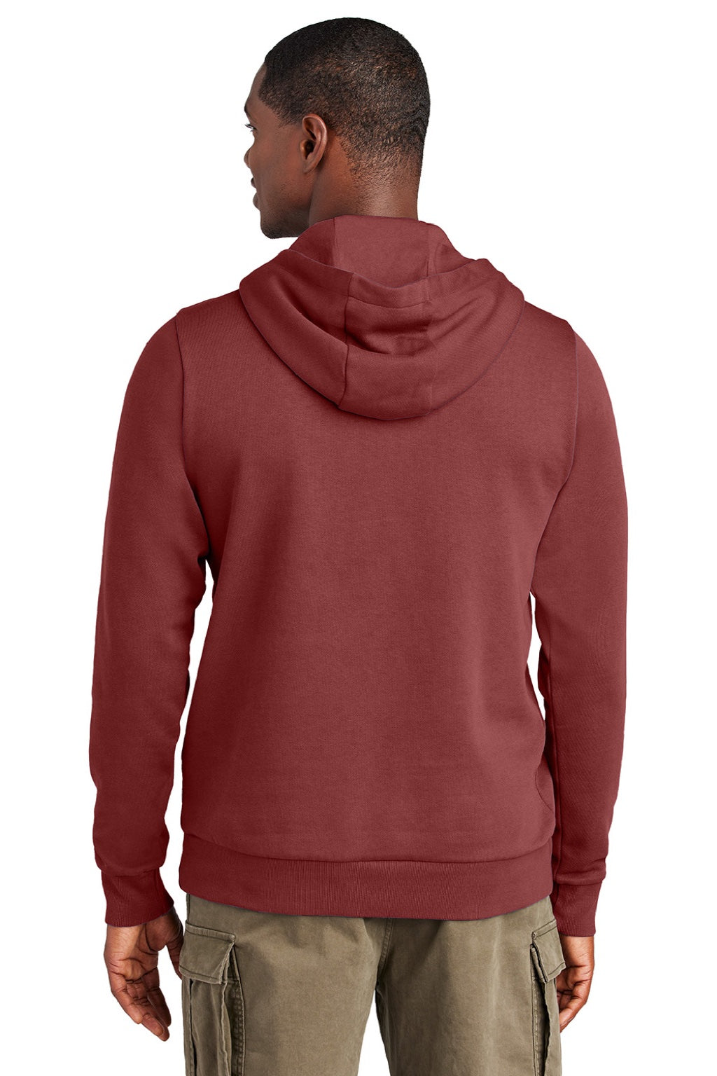District DT2200 Mens District Wash Fleece Hooded Sweatshirt Hoodie w/ Pouch Pocket Garnet Red Model Back