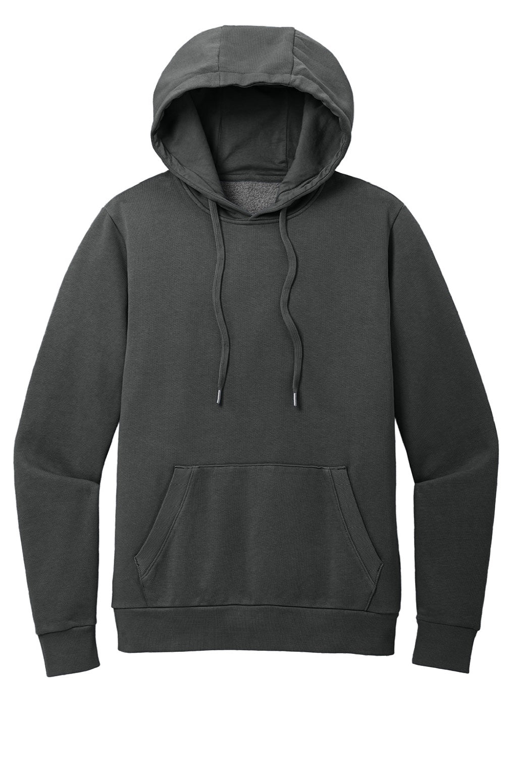 District DT2200 Mens District Wash Fleece Hooded Sweatshirt Hoodie w/ Pouch Pocket Graphite Grey Flat Front