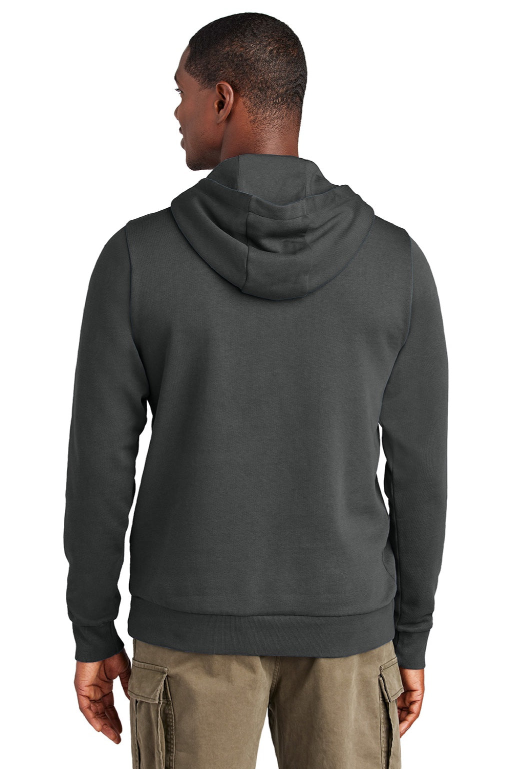 District DT2200 Mens District Wash Fleece Hooded Sweatshirt Hoodie w/ Pouch Pocket Graphite Grey Model Back