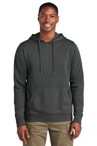 District DT2200 Mens District Wash Fleece Hooded Sweatshirt Hoodie w/ Pouch Pocket Graphite Grey Model Front