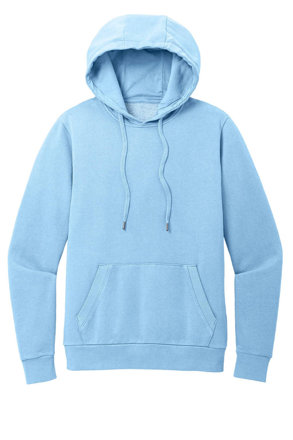 District DT2200 Mens District Wash Fleece Hooded Sweatshirt Hoodie w/ Pouch Pocket Heritage Blue Flat Front