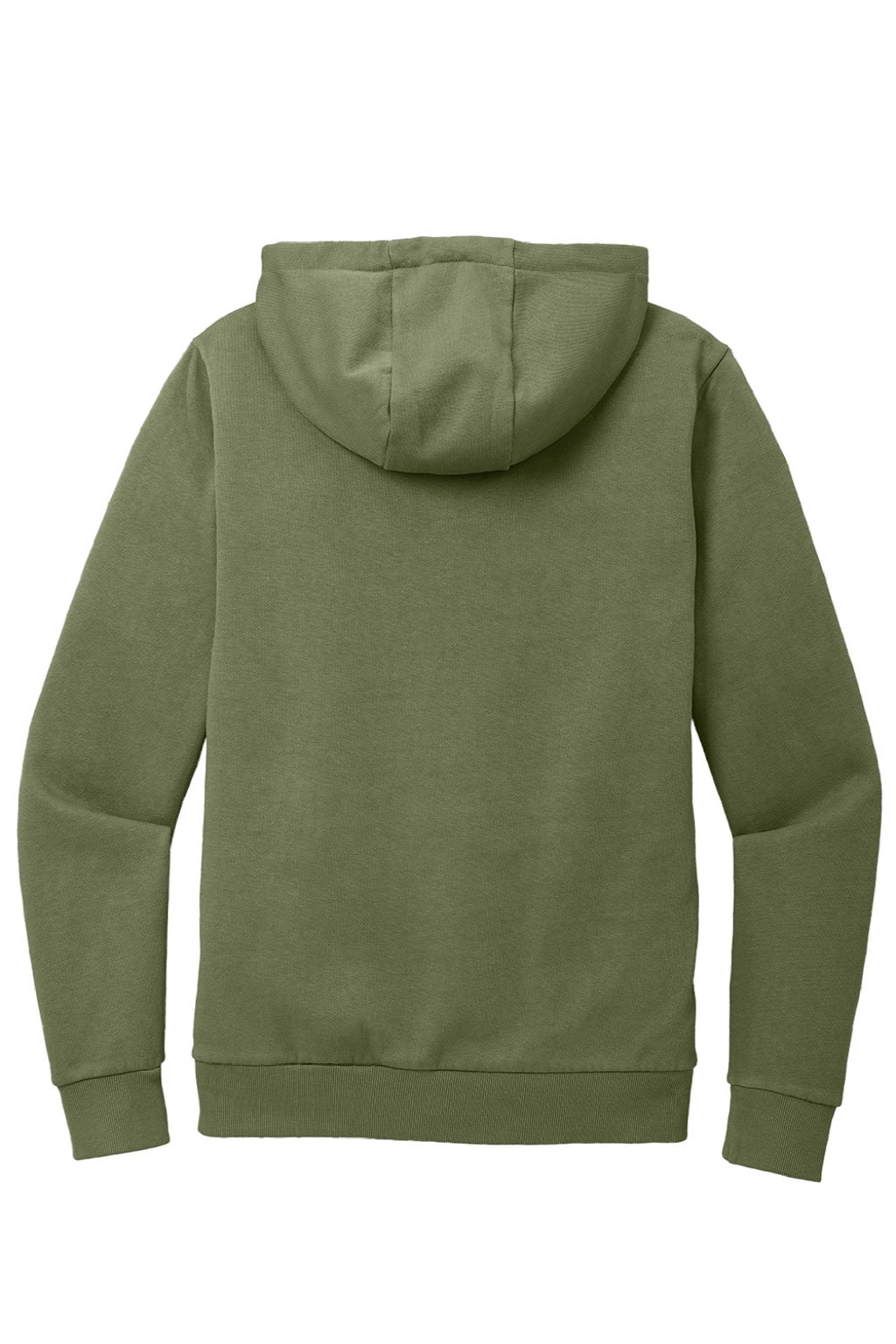District DT2200 Mens District Wash Fleece Hooded Sweatshirt Hoodie w/ Pouch Pocket Olive Drab Green Flat Back
