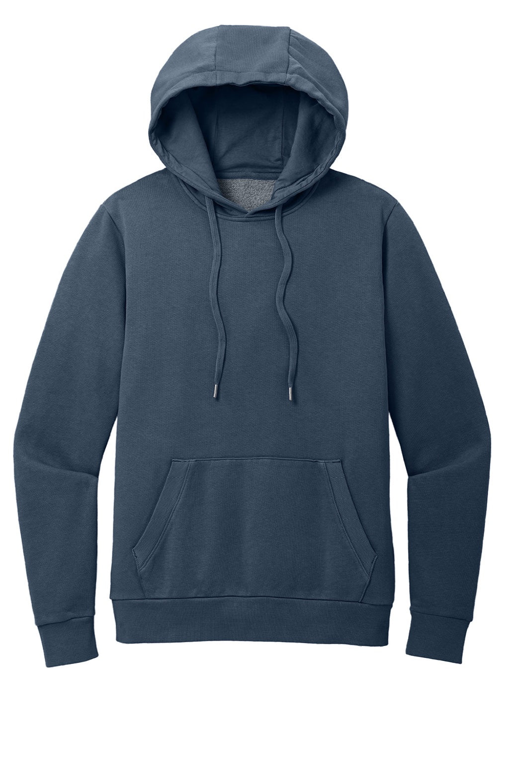 District DT2200 Mens District Wash Fleece Hooded Sweatshirt Hoodie w/ Pouch Pocket True Navy Blue Flat Front
