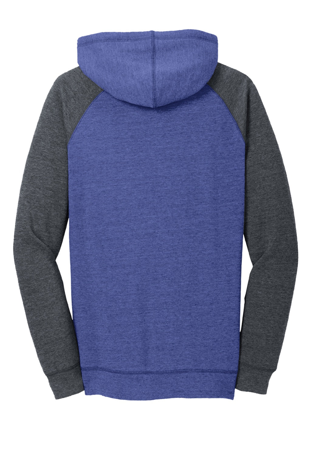 District DT296 Womens Fleece Hooded Sweatshirt Hoodie w/ Pouch Pocket Heather Royal Blue/Charcoal Grey Flat Back