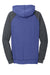 District DT296 Womens Fleece Hooded Sweatshirt Hoodie w/ Pouch Pocket Heather Royal Blue/Charcoal Grey Flat Back