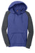 District DT296 Womens Fleece Hooded Sweatshirt Hoodie w/ Pouch Pocket Heather Royal Blue/Charcoal Grey Flat Front