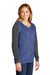 District DT296 Womens Fleece Hooded Sweatshirt Hoodie w/ Pouch Pocket Heather Royal Blue/Charcoal Grey Model 3q